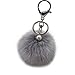 Produktbild Oyedens Nette Weiche Kaninchenpelzkugel Keychain Beutel-PlüSch-Auto-SchlüSselanhäNger SchlüSselanhäNger (Grau)