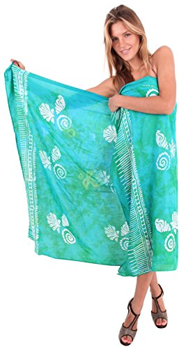 LA LEELA Women's Plus Size Beach Sarong – Hand-Painted Rayon, 78x43 Inches, Wrap Cover Up For Swimwear