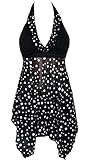 DELEY Womens Two Piece Swimwear Halter Tankini Swimsuit Plus Size Swimdress