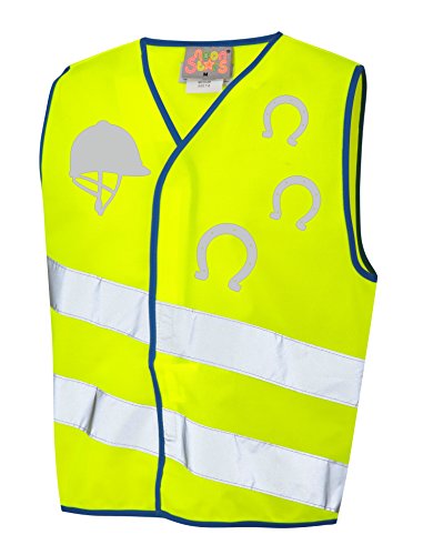 NE-Wear Niños Reflectante Vinilo Impreso diseño de Poni de Alta Visibilidad Chaleco Amarillo