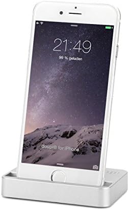 doupi Docking Station for iPhone 5 5C 5S SE, 6 / 6S Plus, 7/7 Plus, 8/8 Plus, X/Xs/Xs Max/Xr, iPhone SE 5S 5 5C with lightning connector Dock Charger Stand Holder, Silver