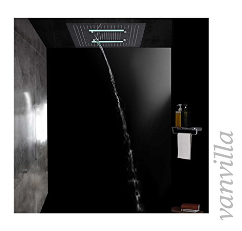vanvilla LED Duschkopf 65cm x 65cm Edelstahl gebürstet Regendusche Schwall Sprühnebel flächenbündig Einbaubox 116565WB - 5