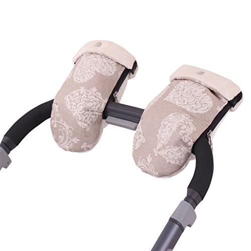 Tititnins® - Manoplas Carro Bebe Silla Paseo Impermeables HEART V.Polar Crudo (**Polar Interior 260gr)