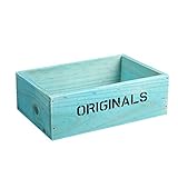 Material:Holz.Farbe: Blau. Outflower - Retro-Pflanzkasten, blau, rechteckig, aus Holz, Aufbewahrungsbox aus Holz für den Schreibtisch, 19 x 13 x 6,5 cm 19*13*6.5CM blau