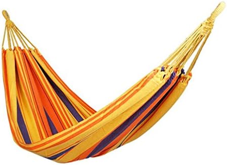 GOUQIN Hammocks Outdoor Canvas Thick Camping Hammocks Indoor Household Use Adult Anti-Tip Sideways Sleeping Swing 200*100Cm, Yellow