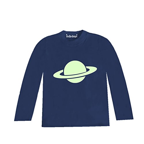 Inda-Bayi Baby-Toddler-Kids Cotton Long Sleeve T Shirt - glow in the dark saturn