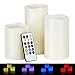 Noza Tec Real Wax Battery Operated Flameless Candles with Remote Control & Timer,Set of Three 4"/5"/6" Candles