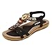 Lemontree Damen Sommer PU Leder Bohemia Flach Sandalen 279 (Schwarz, EU 39)