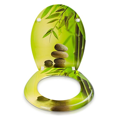 WC Sitz mit Absenkautomatik – „Zen Steine“ Design – Toilettendeckel mit Motiv aus Duroplast inkl. Montagesatz – VENKON - 2