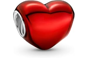 Annmors Love Heart Charm Donna argento Ciondolo a forma di, in argento Sterling 925, compatibile con braccialetti e collane europei