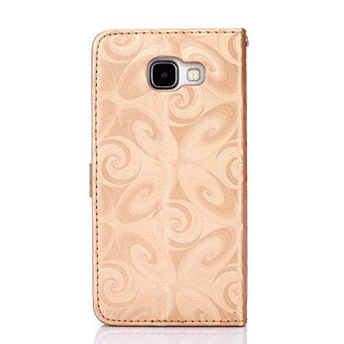 Galaxy J3 2016 Schutzhülle,Galaxy J3 2016 Hülle,Galaxy J3 Hülle,Ukayfe Cool 3D Schwimmend Treibsand Flüssige Fließend Wasser Glitter Glitzer Glanz Sparkle PU Leder Tasche Handyhülle Liebe Herz Muster Flip Cover Wallet Brieftasche Folio Tasche Hüllen Handycover Schutz Cases Etui Lederhülle Handytasche mit [Ständerfunktion] und [Kartenfächer] für Samsung Galaxy J3 2016 & 1 x Schwarz Eingabestift, Gold - 3