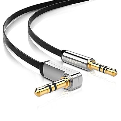 UGREEN Câble Audio Jack 3.5mm Mâle vers Mâle 90 Degrés Câble Auxiliaire Stéréo pour Casque Téléphone Tablette Lecteur MP3 Voiture Autoradio iPhone 7 Plus/ 7/ 6 Plus/ 6/ 6S, Samaung Galaxy S8/ S8 Plus Huawei P10/ P9 etc (0.5 M, Noir)