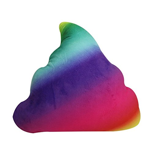 Emoji Kissen Großer Kopfkissen 3 Stück Set, Emoticn Weiche Gefüllte Plüschkissen Farben – Kackbraun, rosafarbige Prinzessin, Regenbogen (Groß Emoji 33cm) - 5
