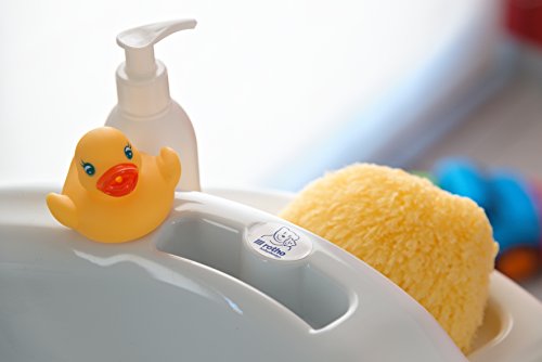 Rotho Babydesign Badestation TOP / 100 cm Breite / Babywanne weiß mit Aufbewahrungsfächer & Badewannenständer, höhenverstellbar - 4