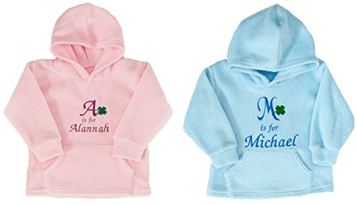 Personalised Hoody, Girls Hoody, Boys Hoody, Childrens Clothes, Baby Gifts, Boys Clothes, Girls Clothes (6-12 Months, Blue Shamrock)