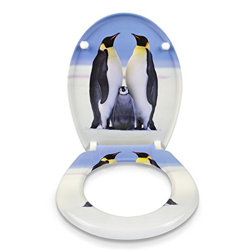 VENKON – Premium WC Sitz mit Absenkautomatik – Modell „Pinguin Familie“ – Toilettendeckel aus Duroplast (antibakteriell) inkl. Montagesatz (rostfreie Scharniere) - 2