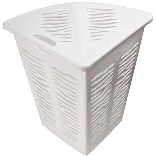 Wäschekorb im praktischen Eckdesign Wäschebox aus Kunststoff Wäschetonne Eckwäschekorb 40 Liter (Weiß) - 3
