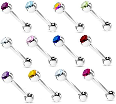 Cult Piercing Set of 12 Barbells for Tongue Piercing Industrial Piercing Barbell