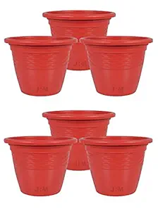 JRM Plastic Pot Brown ,25x21 cm, 6 Pieces