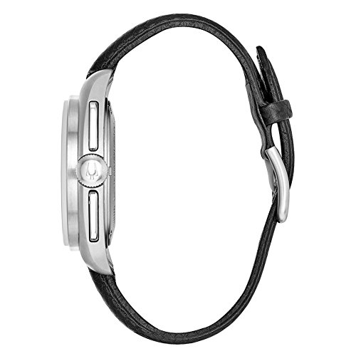 Bulova Men's Designer Watch Leather Strap - Black Moon Wrist Watch 96B251