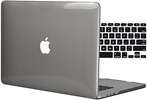 Topideal 2in1 Crystal Hard Shell Case Cover for Apple 15.4"/ 15-inch MacBook Pro with Retina Display (Model: A1398) + Keyboard cover - Gray