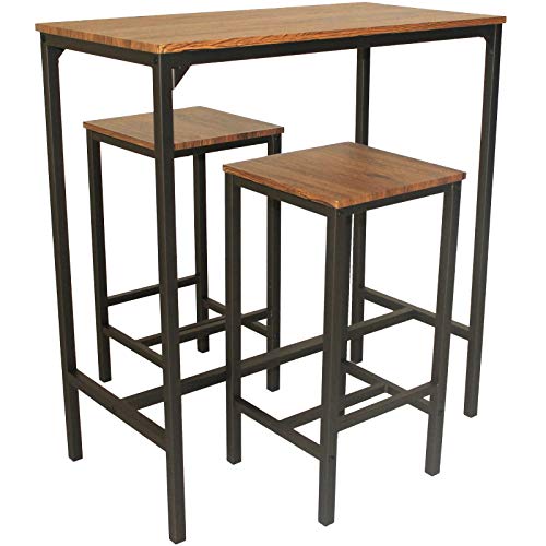 YELLOO Mod. Ibiza Ensemble de Table et 2 tabourets Brun H.97cm Meubels Design