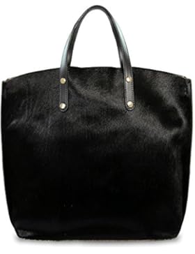 IO.IO.MIO. Unikat ital echt Ledertasche Damen Handtasche Fell freie Farbwahl , 34-40x36x10,5 cm (B x H x T)