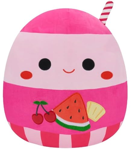 Squishmallows Allina Scoiattolo Prugna 12cm Con Cappello Babbo Natale - Peluche Natalizio