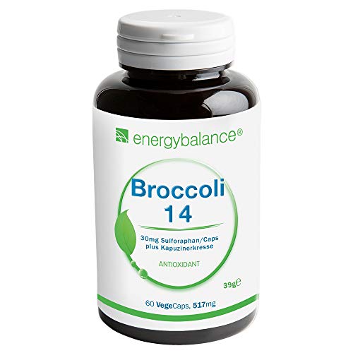 EnergyBalance Broccoli Estratto 60 capsule da 517 mg ciascuna con 30 mg di sulforafano | Con nasturzio | Dose elevata e Vegan | Qualità svizzera