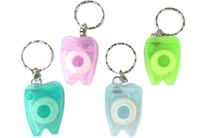 Milisten 4PCS Portable Mint Dental Floss with Key Chain Dental Floss Tape Mini Dental Floss Container for Teeth Cleaning Oral Hygiene (Random Color)