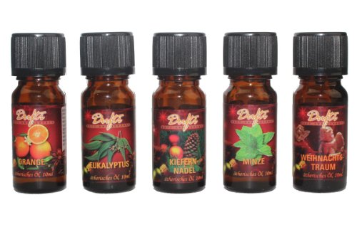 Herliche Duftöle 5 Flaschen à 10ml Duftöl (100% Ätherische Öle)