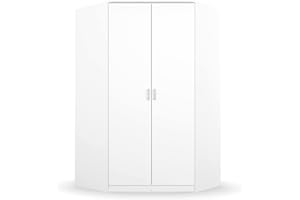 ‎RAUCH MÖBEL Rauch Möbel Bremen Eckschrank Kleiderschrank Schrank in Weiß 2-türig inklusive Zubehörpaket Basic 1 Kleiderstange, 9 Einlegeböden BxHxT 117x199x117 cm