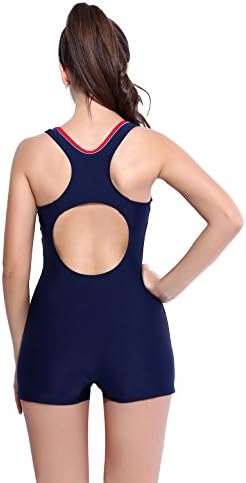 CIDEARY Women's Boy-Leg Athletic One Piece Swimsuit Racerback Bathing Costume