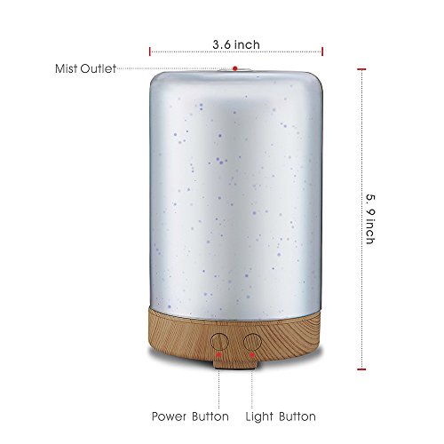 Aroma Diffuser 100ml Luftbefeuchter Oil Düfte Humidifier 3D Glas LED mit 16 Farben für Yoga Salon Spa Wohn-, Schlaf-, Bade- oder Kinderzimmer Hotel - 3