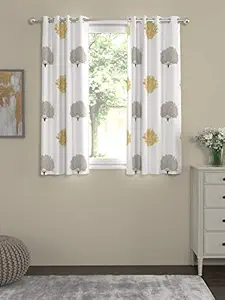Urban Space 100% Cotton Curtains for Windows for Living Room, Bedroom and Kids Room, Curtains with Stainless Steel Rings ,Set of 2 Curtains ( 5 feet x 5 feet, Trees Blue Brown), Floral