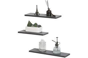 Gio Arreda set di 3 Mensole da Parete Galleggianti, Mensola da Muro a Scomparsa, Scaffali in Legno MDF, per Cucina, Bagno, Soggiorno (Grigio)