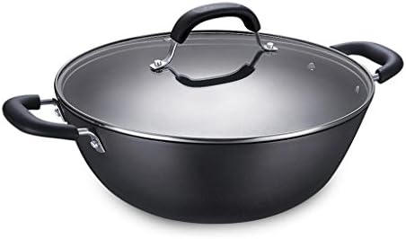 LINGZHIGAN Professional Chef Cookware Rotate The Handle Wok Does Not Rust No Coating Cast Iron Pan ( Color : Caliber 32m )