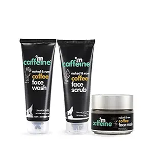 mCaffeine Deep Pore Cleansing Regime | Deep Cleanse, Tan Removal, Blackheads Removal | Face Wash, Face Mask, Face Scrub | Oily/Normal Skin | Paraben & SLS Free