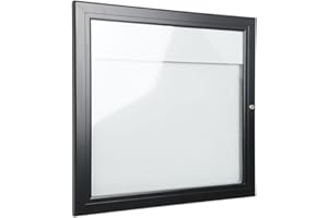 Danieli Store - Tablón de Anuncios Exterior Negro para Menús - Tablón con Cerradura y Par de Llaves - Fácil Montaje en Pared - Superficie de Acero Magnético y Escribible (2x A4)