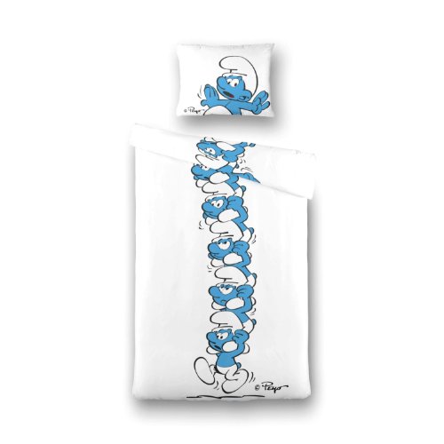 Smurf Pile Children's Blue White Kids Single Panel Duvet Cover Quilt Bedding Set