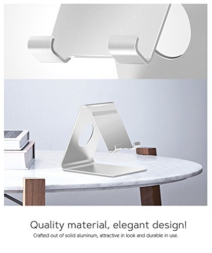 MoKo Handy Ständer – Universal Aluminium Samrtphone Desktop Halterung für Apple iPhone 7 Plus, Samsung Galaxy S7 Edge / A3 / A5 / J3, Huawei P9, Lumia 650, Moto G 4., LG X power, HTC, Silber - 4