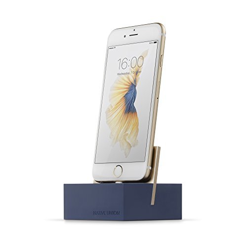spécification Native Union DOCK pour iPhone ou iPad - Station de charge lestée pour iPhone ou iPad - Également compatible avec la plupart des appareils Apple Lightning (Bleu Nuit et Doré)