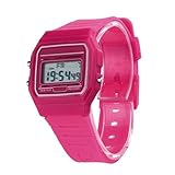 squarex Uhren Silikon Rubber Strap Retro Vintage Digitale Armbanduhr Jungen Mädchen Herren, Damen, hot pink, AS Show