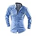 Produktbild Herren Hemd T-shirt,Dasongff Herren Business Hemd Casual Langarm-Shirt Druck Punkte Langarmshirt Freizeithemd Hemden männer Shirt Tops (M, Himmelblau)