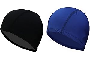 SIOPPKIK 2X Cuffia Piscina Unisex - Nero et Cuffie Piscina Colore Blu Royal - Cuffia Piscina Tessuto 100% Poliestere Taglia Unica Adulto