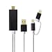 Produktbild Eximtrade 2in1 HDMI Kabel MHL Lightning Micro USB 1080P Steckverbinder Konverter Adapter 2 Meter für Apple iPhone 5/5s/6/6s/6 Plus/6s plus/7/7 Plus, Samsung Galaxy S4/S5/S6/S6 Edge/S6 Edge Plus/S7 Edge/Note 3/Note 4/Note 5, HTC One, Motorola, Sony Xperia, andere Android Smartphones