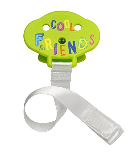 Rotho Babydesign Best Friends Soother holder with Satin Strap (Apple Green/White)
