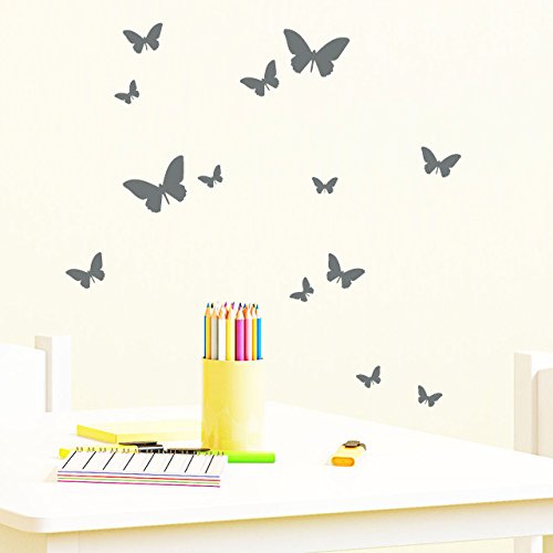 Wandtattoo Loft® Aufkleber Sticker „Schmetterlinge 13 Stück“ / 49 Farben zur Auswahl / kleinster Schmetterling 2,6 x 1,6 cm und größter Schmetterling 7 x 4 cm / pink / - 9