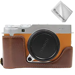 First2savvv PU Leather Half Camera Case Bag Cover Base for Fujifilm X-A7 XJD-XA7-D10