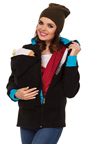 Zeta Ville - Women's Top Maternity Hooded Sweatshirt Babywearing Carrier - 032c (Black, UK 16/18, 2XL)